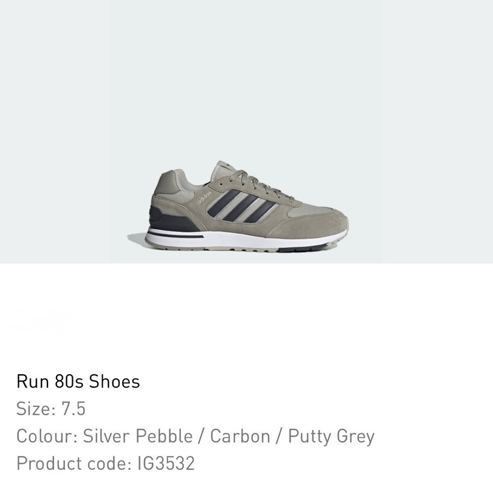 adidas Run 80s Men’s Sneakers in Putty Grey and Carbon